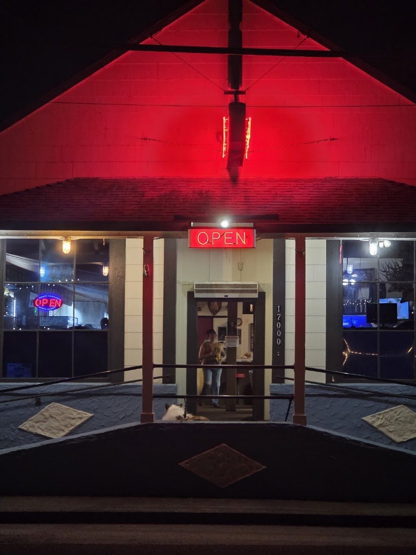 Front view of a historic bar and grill.